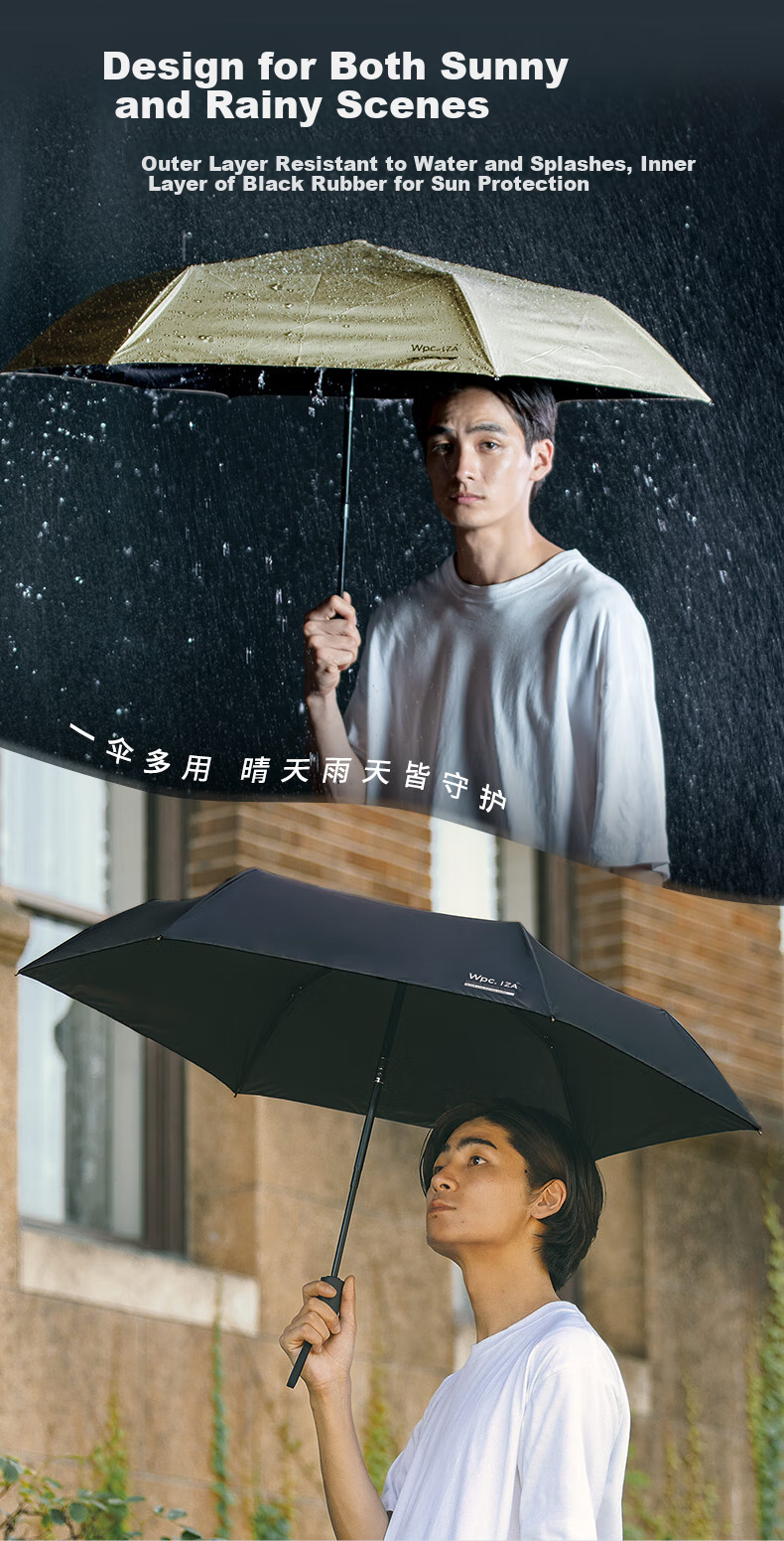 Wpc. Fully Automatic Sun Umbrella, Dual-Use for Sunny And Rainy Days, Black Rubber, Unisex Sun Protection Umbrella, Folding Business Umbrella, Portable, Compact Desig 6