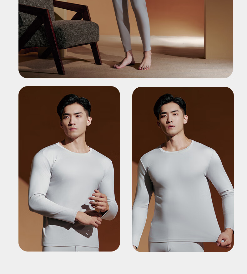 Yiershuang [80s 100% Pure Cotton] Premium Thermal Underwear Set for Men, Crew Neck Autumn Top and Bottom Gift Box Set 9