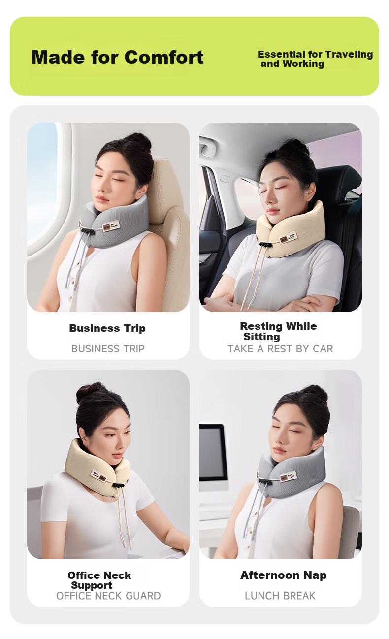 Silaiyi U-Shaped Neck Pillow, Airplane U-Shape Neck Support, Inflatable Memory Foam, for Airplane, Train, High-Speed Rail Travel, Portable And Collapsible Neck Pillow 12