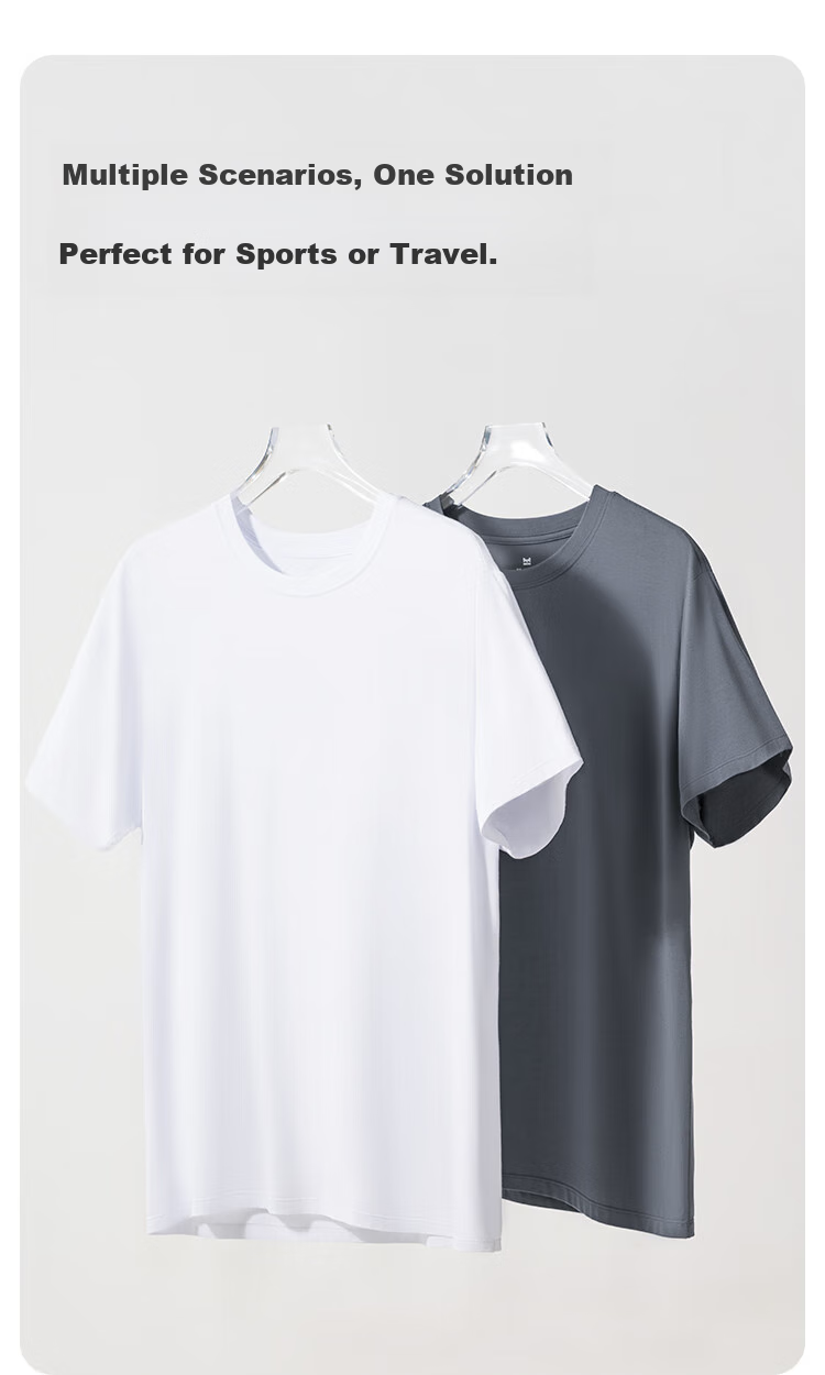 MiiOW Men's Short Sleeve T-Shirt Lenzing Modal Ice Silk Cooling Round Neck Summer Thin Casual Sports Basic Shirt 4