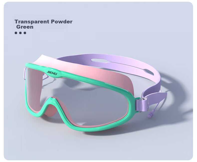 Jiehu Children's Swimming Goggles And Cap, Waterproof Anti-Fog High-Definition Large Frame Swim Glasses Set for Boys And Girls 12