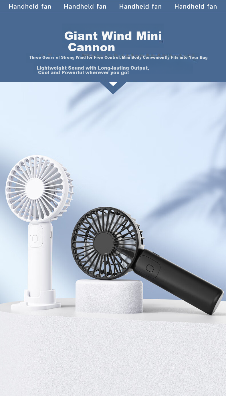 Gnoson USB Fan High-Speed 100-Level Mini Handheld Portable Quiet Strong Wind Long Battery Life for Home Outdoor Office Dormitory Blue 4