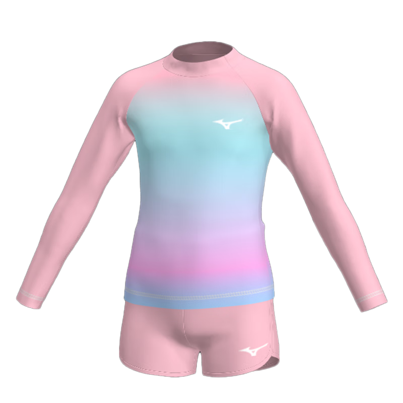 MIZUNO Kids Girls Two-Piece Cute Long Sleeve Sun Protection Quick-Dry Swimwear G3402 Pink Size 150
