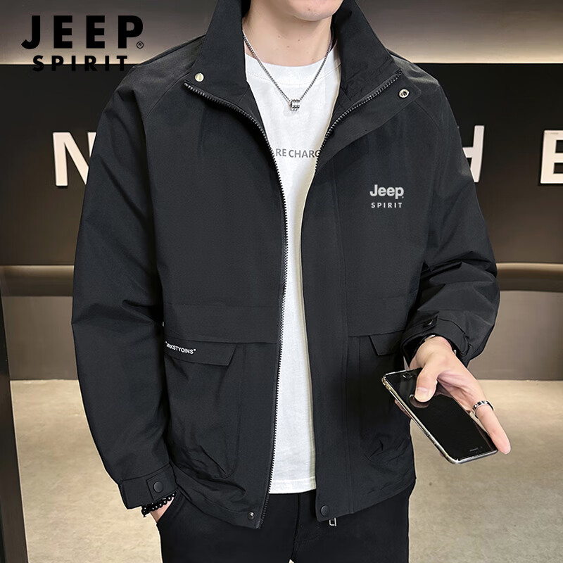 JEEP SPIRIT Men's Jacket, Autumn New Casual Jacket, Trendy Workwear Outerwear, Outdoor Windproof Menswear
