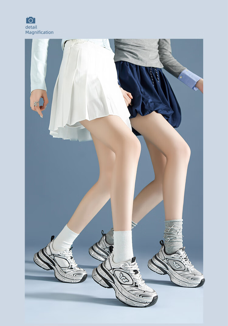 ZHR Celebrity-Style Chunky Dad Sneakers for Women, Lightweight Height-Increasing Women's Shoes, Sports Casual Shoes for Couples AS16 Silver Size 43 17