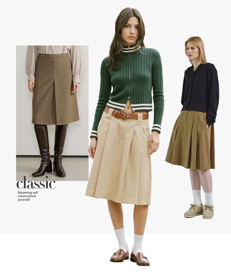 Navikail Italian Small Sailboat Women's 2025 New Belted A-Line Midi Skirt Commuter 2332875507 12