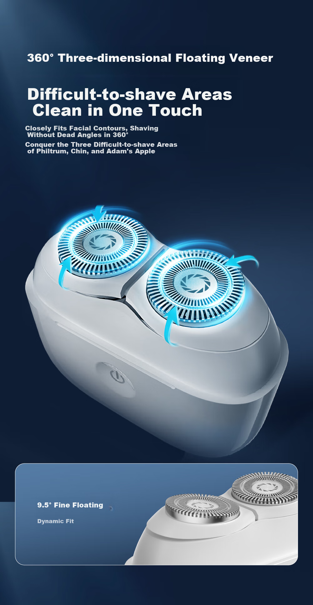 POVOS Small White Box Dual-Engine Shaver T002, Electric Rotary Mini Portable Smart Sensing Razor, Holiday Gift Birthday Present for Boyfriend Husband 7