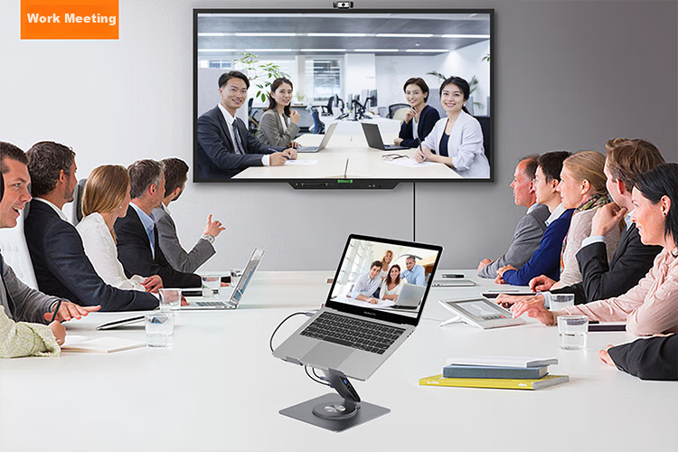 Hanzichen Laptop Stand with 12-Port Type-C Hub, Dual 4K 60Hz HD Screen Mirroring, PD100W Power Supply, USB3.1 Data Transfer, Gigabit Ethernet Port, Aluminum Alloy Vertical Stand 18