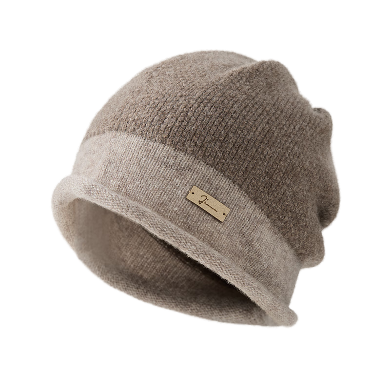 JIUMU Pure Wool Warm Knitted Beanie Headwrap Cold Weather Hat Stackable Maternity Cap Autumn Winter Outdoor Cold Protection Hat for Women