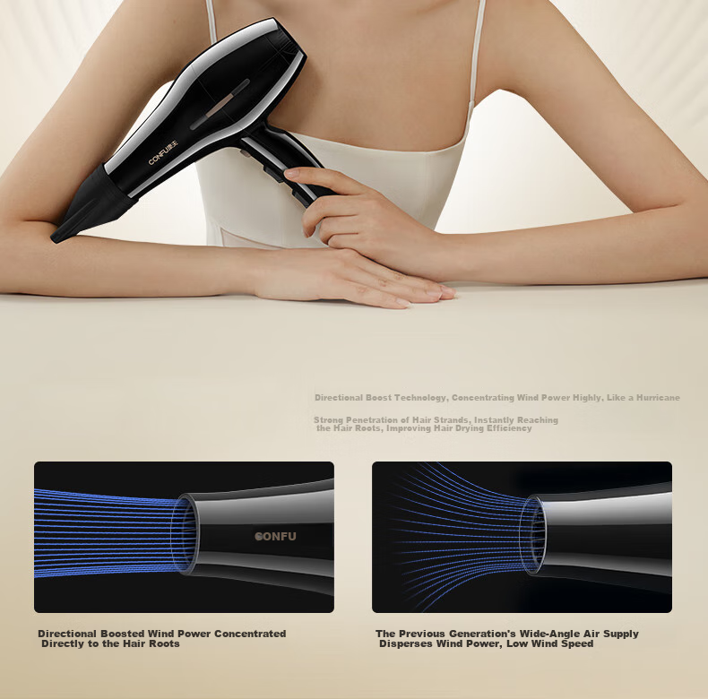 CONFU Home Hair Dryer, 2300W High Power, Strong Airflow, Quick-Drying, Constant Temperature, Hair Protection, Overheat Protection, Salon And Barbershop Hair Dryer KF-8949 22