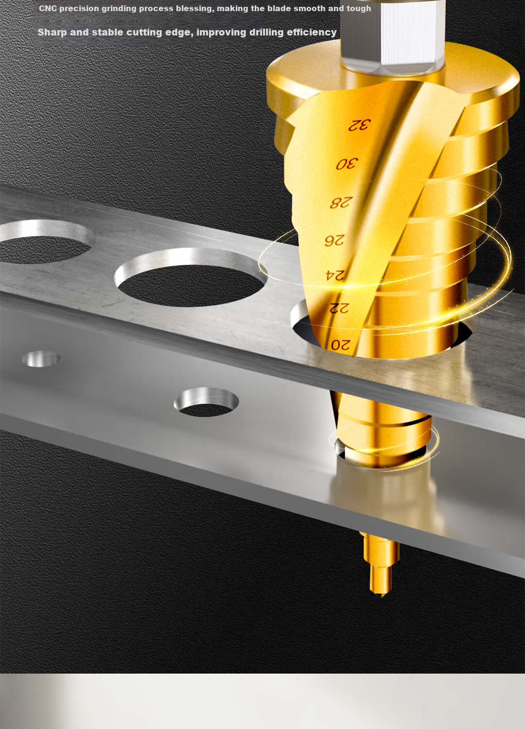 Deli Pagoda Drill Bit, Stainless Steel Metal Drilling, Electric Hammer Drill Bit, Wood Board Aluminum Alloy Hole Opener, 6542 High-Speed Steel 4-12 8