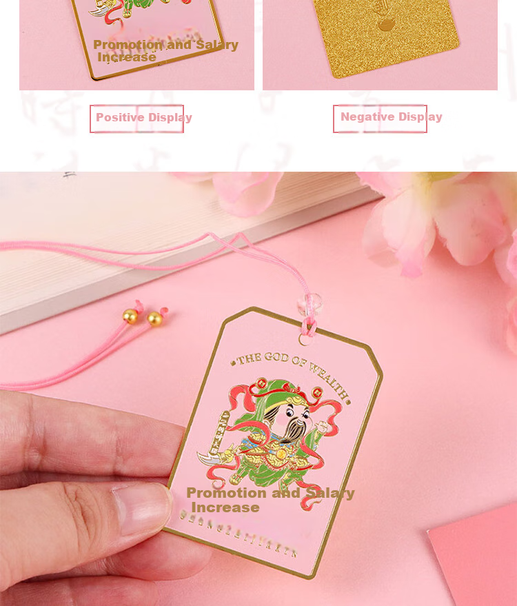 TaTanice National Trend Metal Bookmark, Graduation Season Gift, Five Wealth Gods Blessing Gold Plaque Car Pendant, Chinese Style Creative Small Gift, Souvenir, Promotion And Salary Increase 9