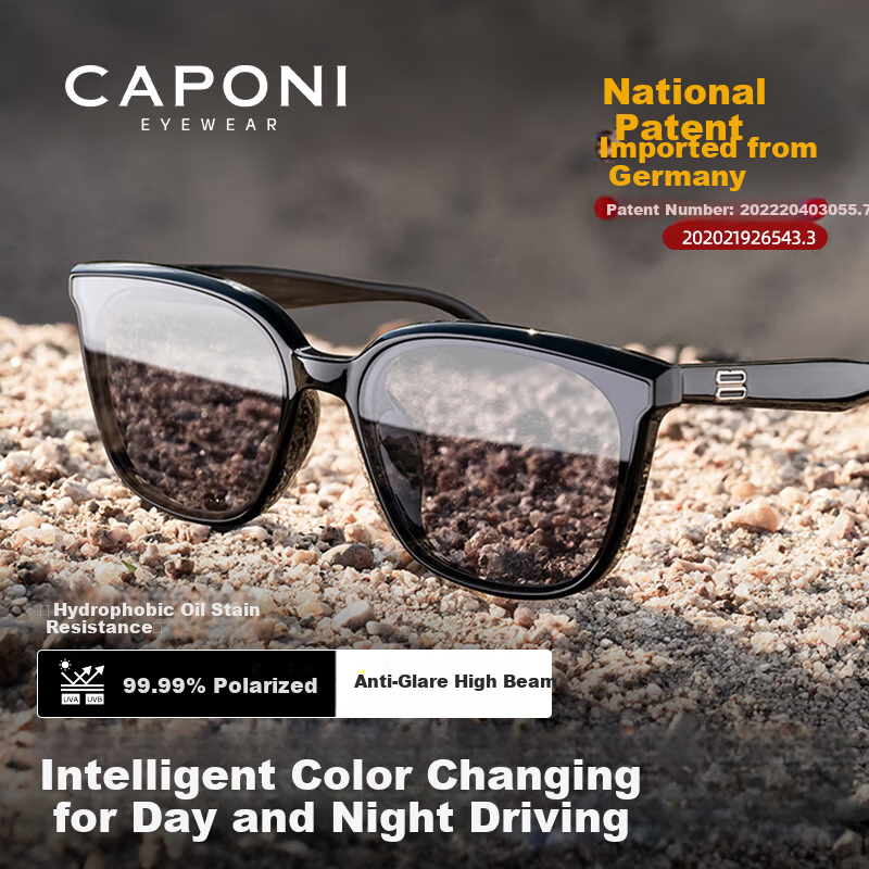 CAPONI Photochromic Polarized GM Sunglasses for Men And Women, Day And Night Use, Driving-Specific Glasses, UV Protection, Sun Protectio