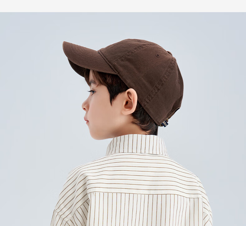 Luomeng Children's White Base Coffee-Colored Long-Sleeve Striped Shirt, Boys' Preppy Style Casual Versatile Spring And Autumn Shirt, White, Size 170 24