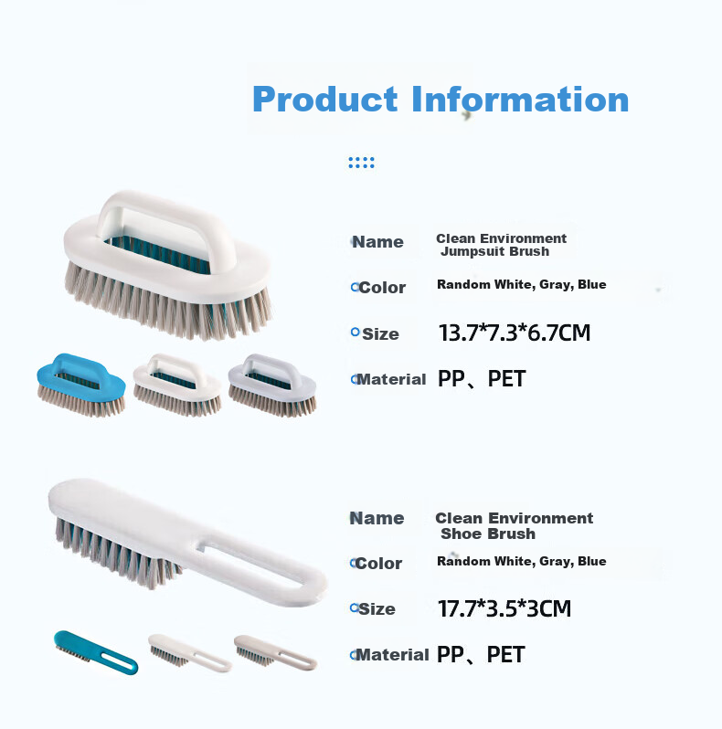 CHAHUA Shoe Brush And Soft Bristle Laundry Brush 2-Piece Set for Home Use, Specialized Cleaning Hard Bristle Brush for Shoes, Long-Handled Scrubbing Brush 2