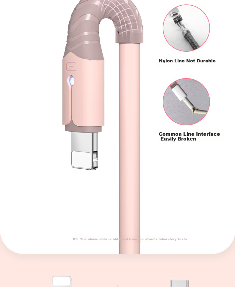 Nengshi Three-In Charging Cable, Fast Charging Compatible with Apple IPhone14/Typec And Android Devices, Three-Headed Cable for Xiaomi/Huawei, 66W, 0.6 Meters, Pink 12
