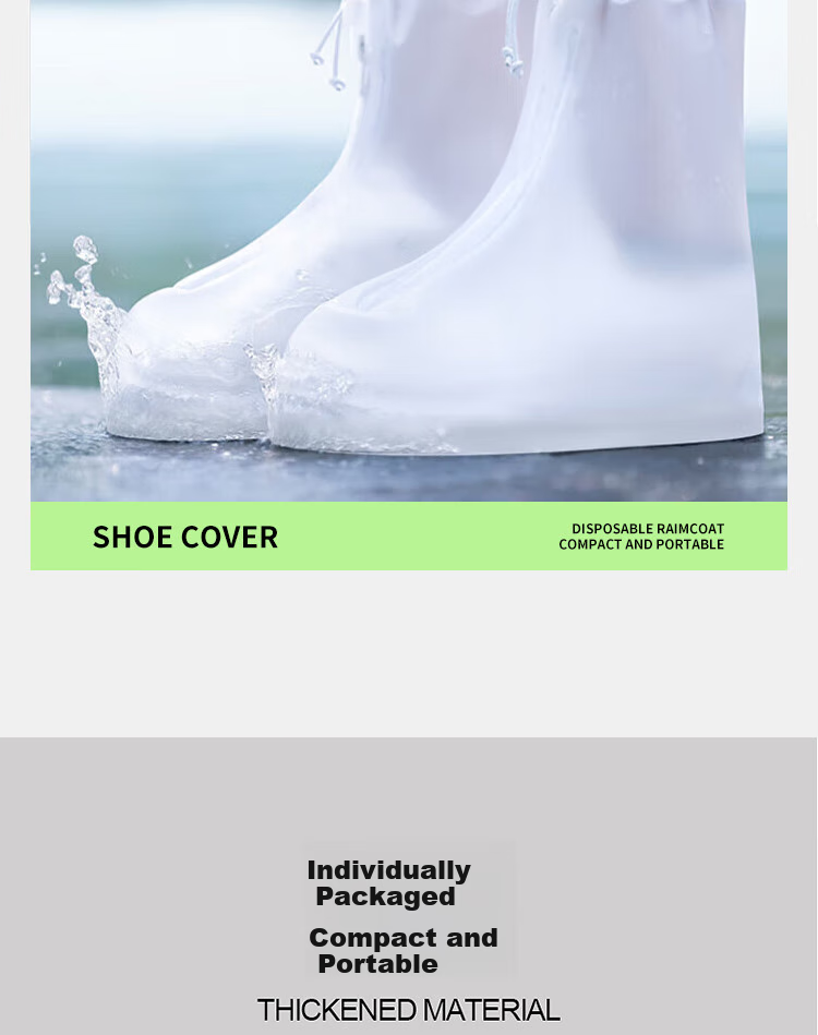 BWNK Waterproof Shoe Covers, Thick Rain Boots, Portable Non-Slip Wear-Resistant Rain Boots, White, Size XL 5