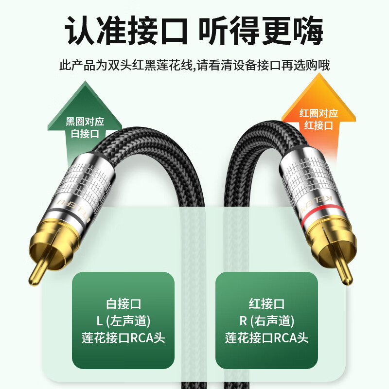 KELEPU Dual RCA Audio Cable, Male to Male, 5 Meters, Two-To Red And White AV Audio Signal Cable, DVD Computer TV to Speaker Amplifier Cable