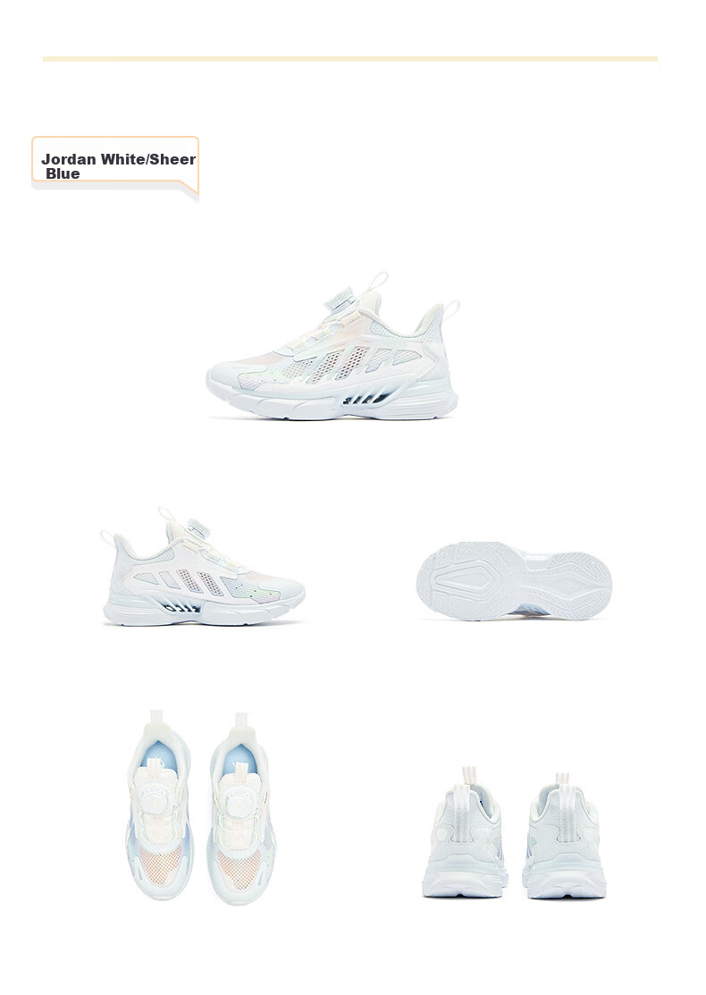 QIAODAN Girls' Sports Shoes Toddler Summer Mesh Running Shoes Children's Dial Buckle Shoes QIAODAN White/Light Blue Size 32 9