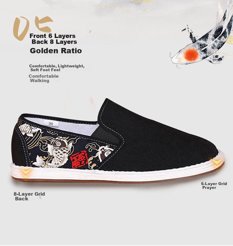 YUZHAOLIN Traditional Beijing Cloth Shoes with Thousand-Layer Casual Printed Trendy Slip-On Flat Men's Shoes Y1S-1005 Size 44 6