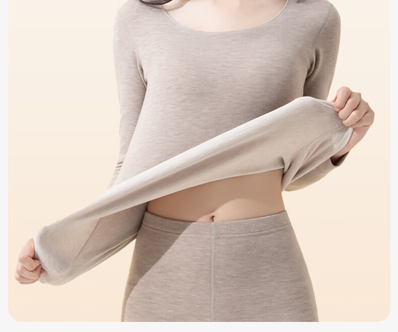 MiiOW Women's Thermal Underwear Double-Sided Velvet Heat Wool Silk Base Layer Autumn Winter Seamless Top 2