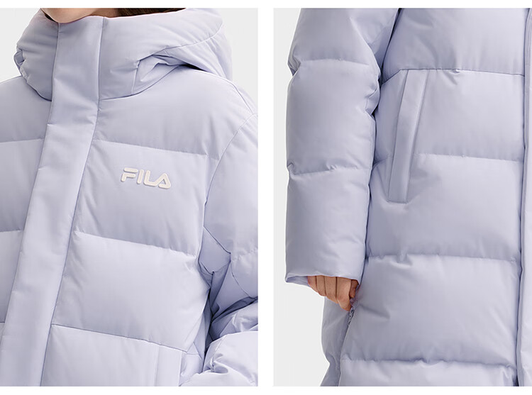 FILAFILA Official RGB Long Down Jacket 2025 Winter Couples Hooded Cold-Resistant Warm Coat 25