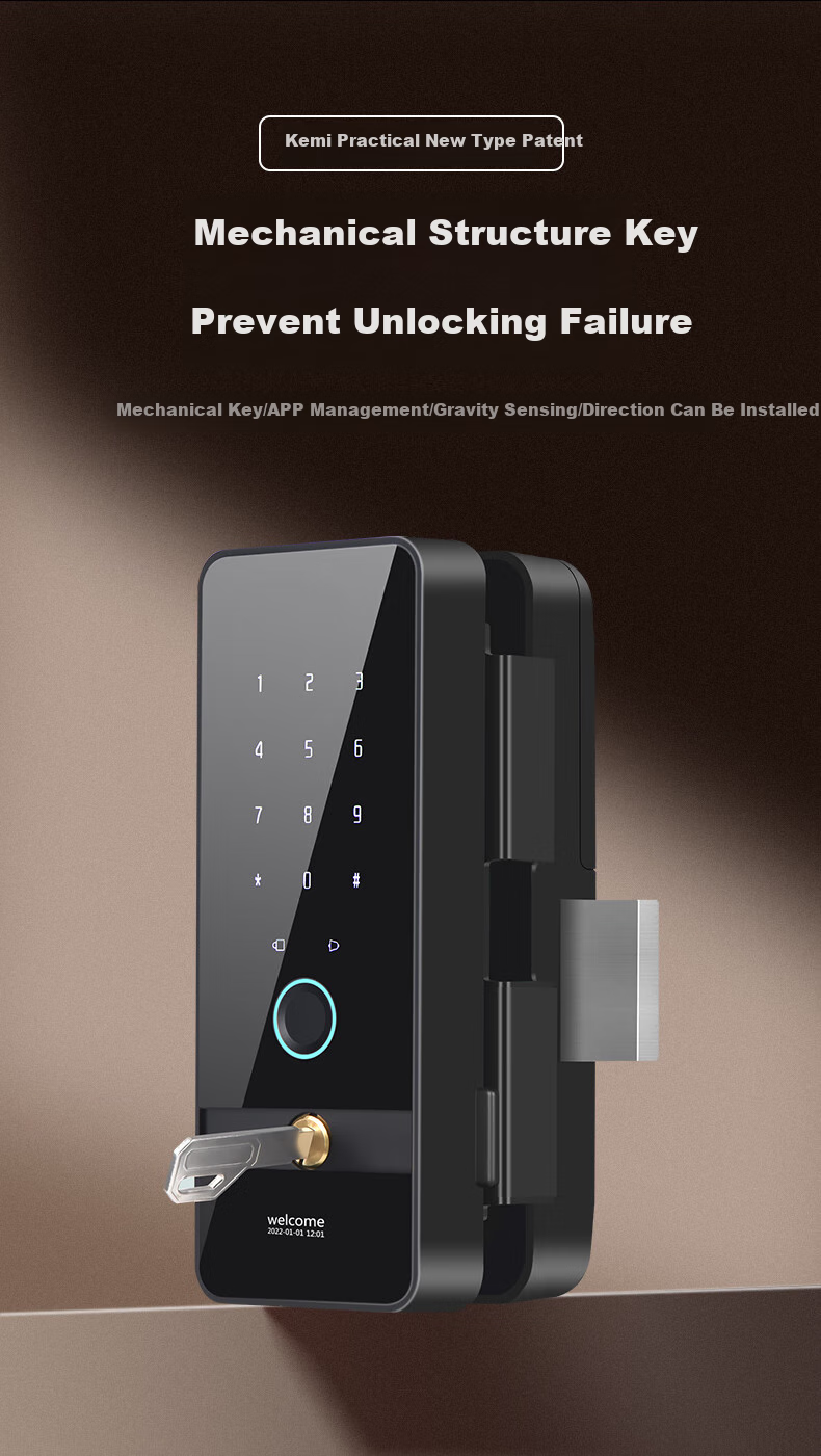 Kemi (Comet) Glass Door Fingerprint Lock, Access Control Smart Electronic Password Lock, Office Glass Door Lock without Drilling Or Wiring, Bluetooth Mini Program Attendance COM-K19A 2