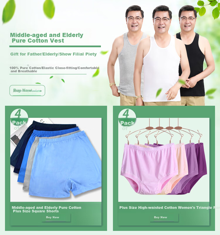 Hengyuanxiang [100% Pure Cotton] Sleeveless Tank Top for Men, Antibacterial, Middle-Aged And Elderly, Slim-Fit, Athletic Undershirt Vest 1