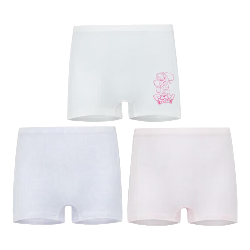 Aimer Kids Girls' Underwear, Paw Patrol Collaboration, Modal Mid-Rise Boyshorts, Three-Pack Pink Base Dog, Size 150