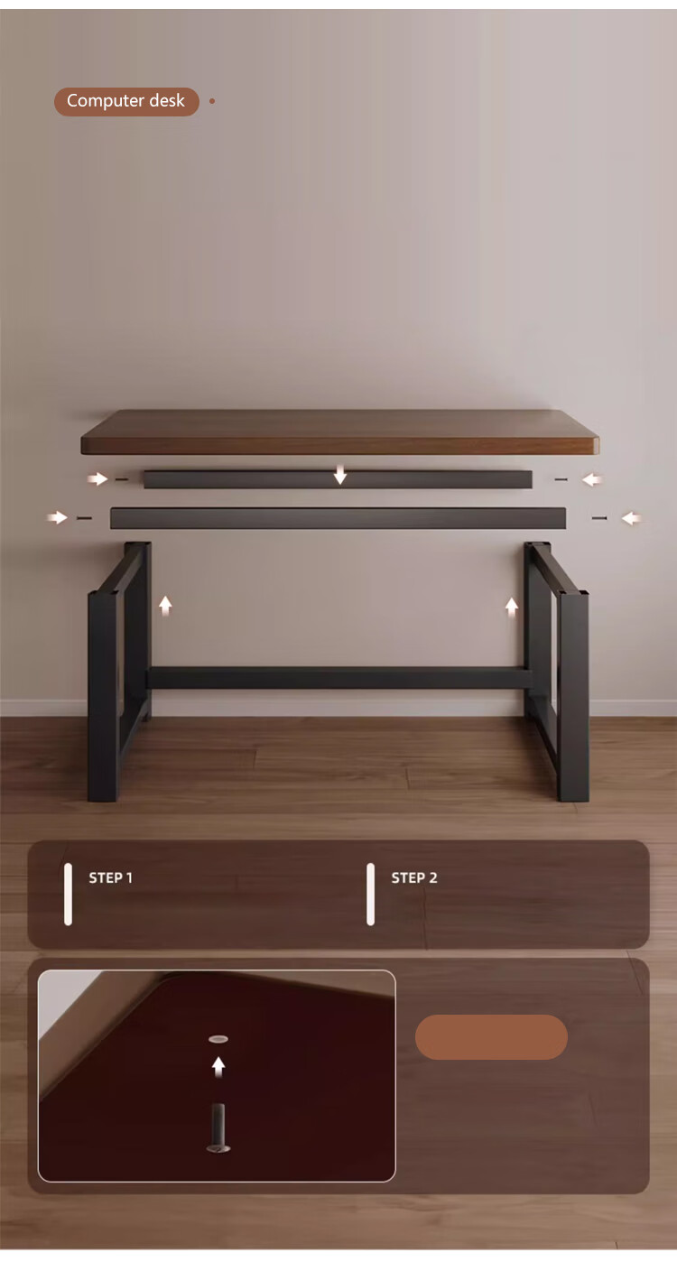 L&S Computer Desk Home Desktop Gaming Desk Study Office Writing Desk BGZ785 Walnut Color 120cm 11