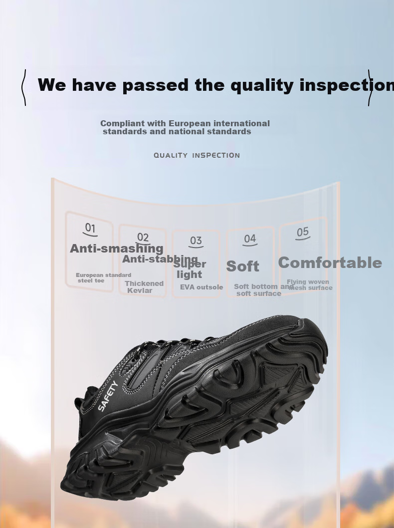 GUYISA Safety Shoes for Men, Summer Breathable Anti-Smashing Anti-Puncture Steel Toe Cap Ultra-Light Soft Sole Construction Site Work Boots 3102 Size 46 7
