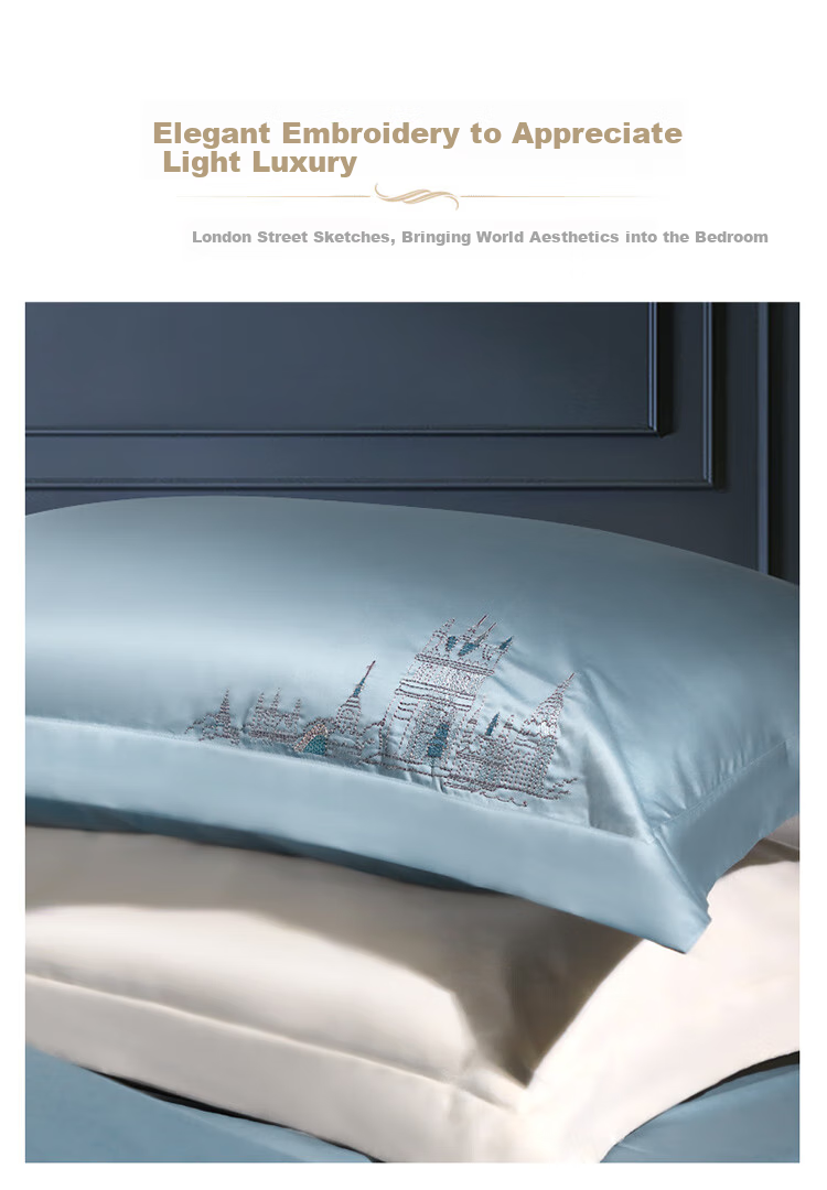 FUANNA High-End Bedding Set of Four Pieces, 120s Double-Ply Long-Staple Cotton, Class A Sateen Bedsheet Set, 203*229cm, Holy 8