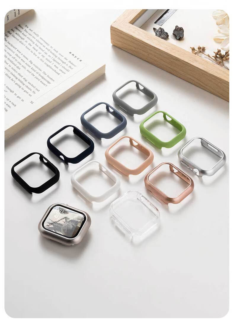 Iboann Transparent Bumper Hard Case Protective Cover for Apple Watch Series 11/10 42mm, Shockproof Hollow Frame Half-Wrap Shell 9