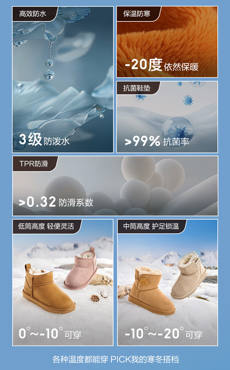 Balabala Kids Snow Boots Boys Girls Short Boots Thickened Fleece Cotton Boots Non-slip 2025 New Winter Shoes 1