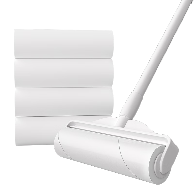 CHUSHE Lint Roller 16cm 5 Rolls 300 Sheets Long Handle Dual-Use Pet Hair Remover for Bed and Floor
