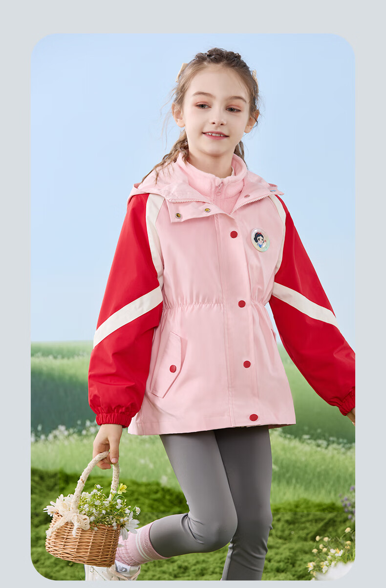 Disney Girls' Outdoor 3-in-1 Windproof Jacket Spring and Autumn Coat for Kids DS001 Purple Size 120 2