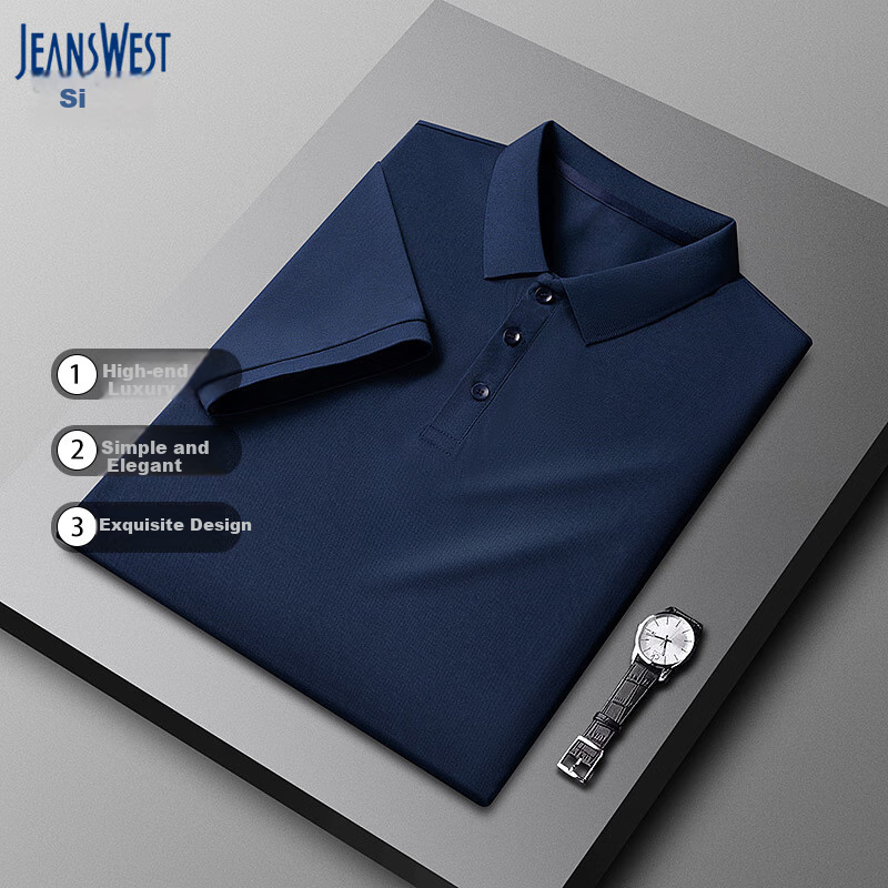 JEANSWEST Short-Sleeve Polo Shirt for Men, Summer Loose Lightweight Casual Business Versatile Ice Silk Quick-Dry T-Shirt Sports Top for Me