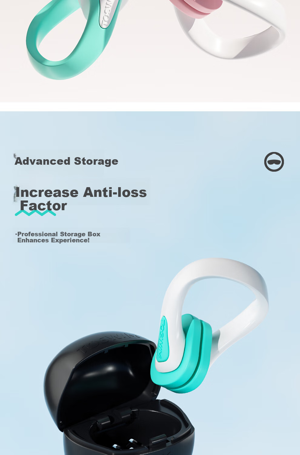TOSWIM Swimming Nose Clip, Professional Adult Diving Anti-Choking Waterproof Non-Slip Nose Clip, Water Green Snorkeling 8
