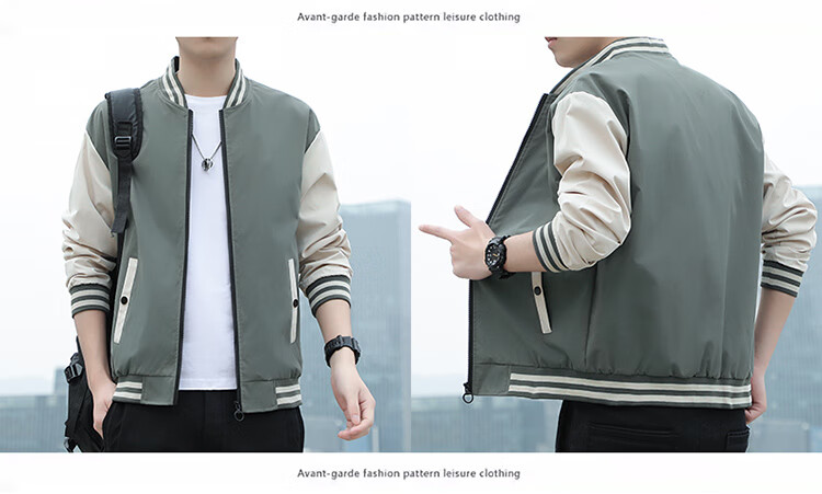 TUCANO Men's Spring Autumn Baseball Collar Casual Jacket Sport Comfortable Fashion Top Green 4XL 7