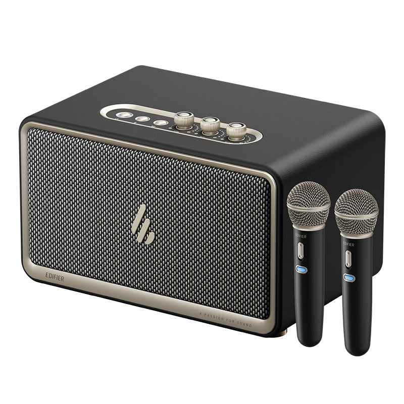 EDIFIER K300 Multifunctional Karaoke Home Art Speaker Desktop Bluetooth Speaker Family KTV Wireless Bluetooth 6.0 Pearl Black Dual Microphone New Year Gift