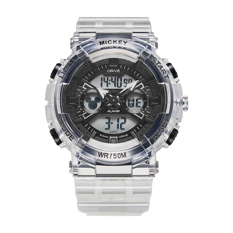 Disney Mickey Mouse Collaboration Sports Alarm Clock Electronic Watch for Middle And High School Students, Waterproof Watch for Elementary School Children, Exam Watch