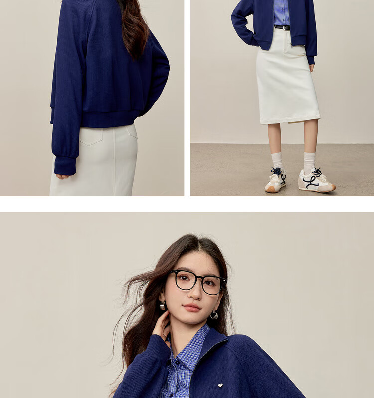 Sentubila Gold Zipper Raglan Long Sleeve Loose Jacket Women Autumn Slimming Sweatshirt Cardigan Two-Way Collar Outerwear 18