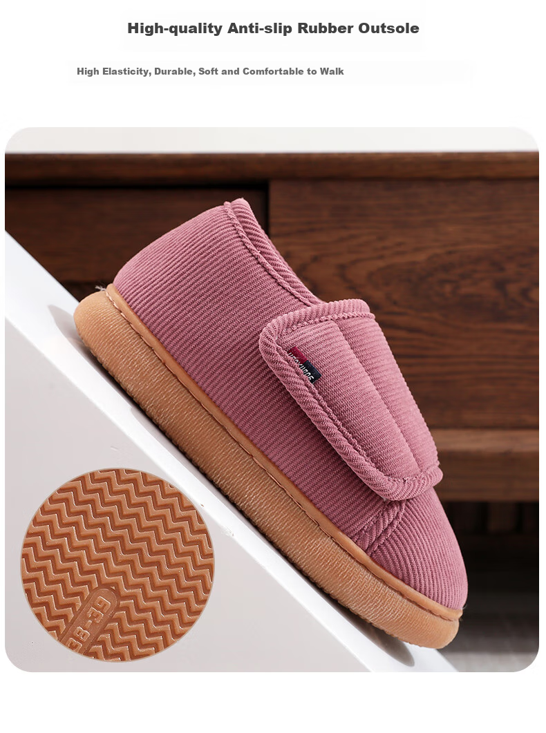 GUOLUOFEI Velcro Slip-On Cotton Shoes for Men And Women, Winter Fleece-Lined Thick Non-Slip Warm Shoes for Mothers And Elderly 8