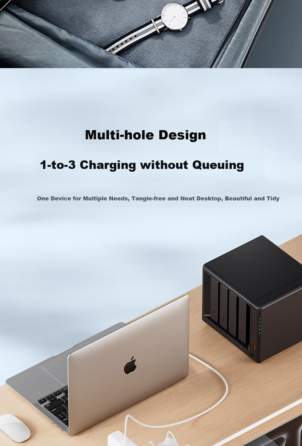 PHILIPS 4-Port 20W Cube Travel Power Strip with US Standard Adapter Socket Converter for USA Canada Japan Philippines Thailand 4