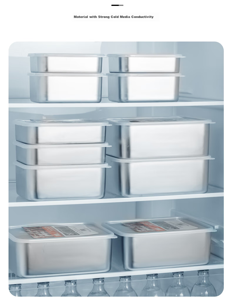 KATEI STORY Japanese 304 Stainless Steel Food Storage Container, Food-Grade Refrigerator Fresh-Keeping Freezer Storage Box, Meat Prep Container, Portioning Box 15
