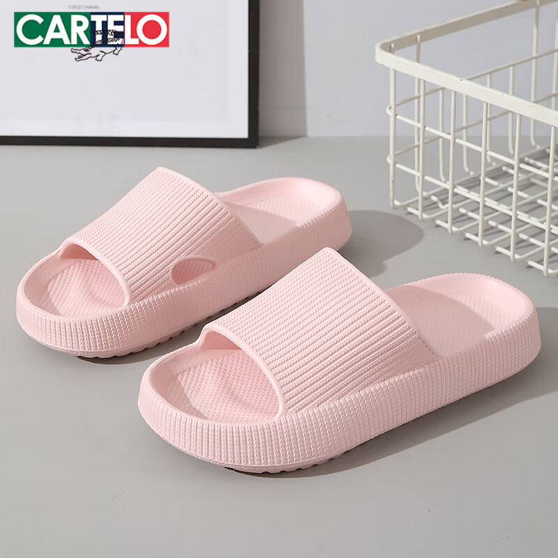 CARTELO Women's Slippers Home Bathroom Indoor Outdoor Soft Sole Shower Sandals Flip Flops 1606 Pink Size 40-41