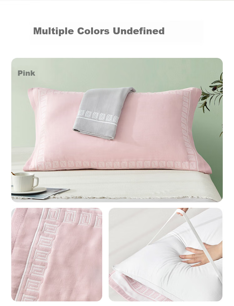 LUOLAI Home Textiles, Pure Cotton Antibacterial Anti-Mite Non-Slip Gauze Single Pillowcase, Gray, 50*80cm 8