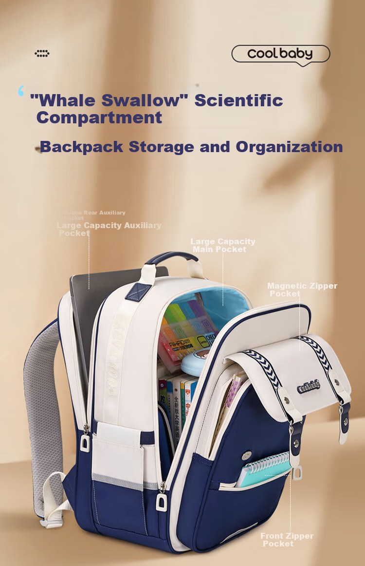 COOLBABY Schoolbag for Primary School Boys And Girls Grades 1-3 Children's Spine-Protecting Shoulder-Protecting Stylish Backpack 11