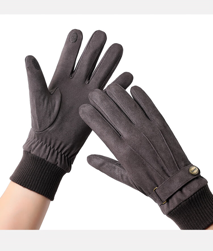 JEEP Winter Men's Fleece-Lined Thickened Leather Touchscreen Riding Gloves Windproof Warm Motorcycle Gloves 15