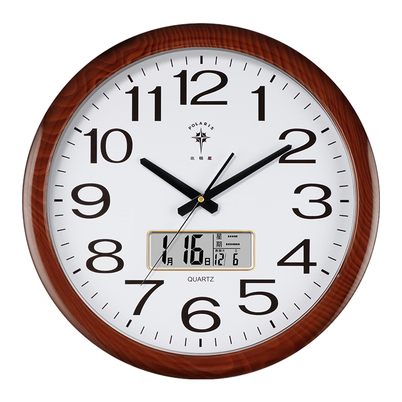 POLARIS Large Wall Clock for Living Room, Home Use, Perpetual Calendar Quartz Clock, Minimalist Modern Silent Non-Drill 43cm
